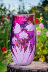 Orchid and Butterfly's glass art by Cynthia Myers
